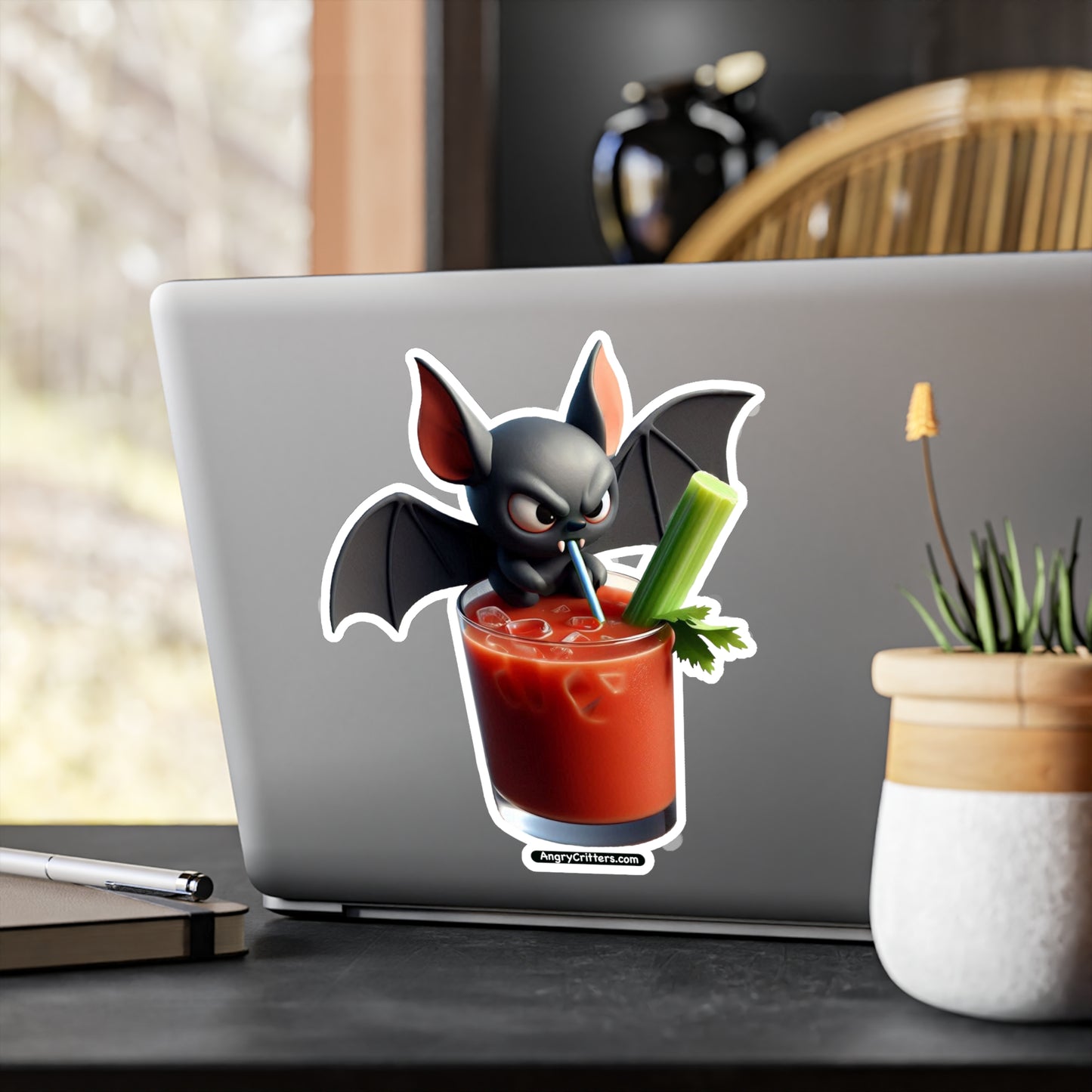 Angry Critters - Bat with Bloody Mary, Kiss-Cut Vinyl Decals