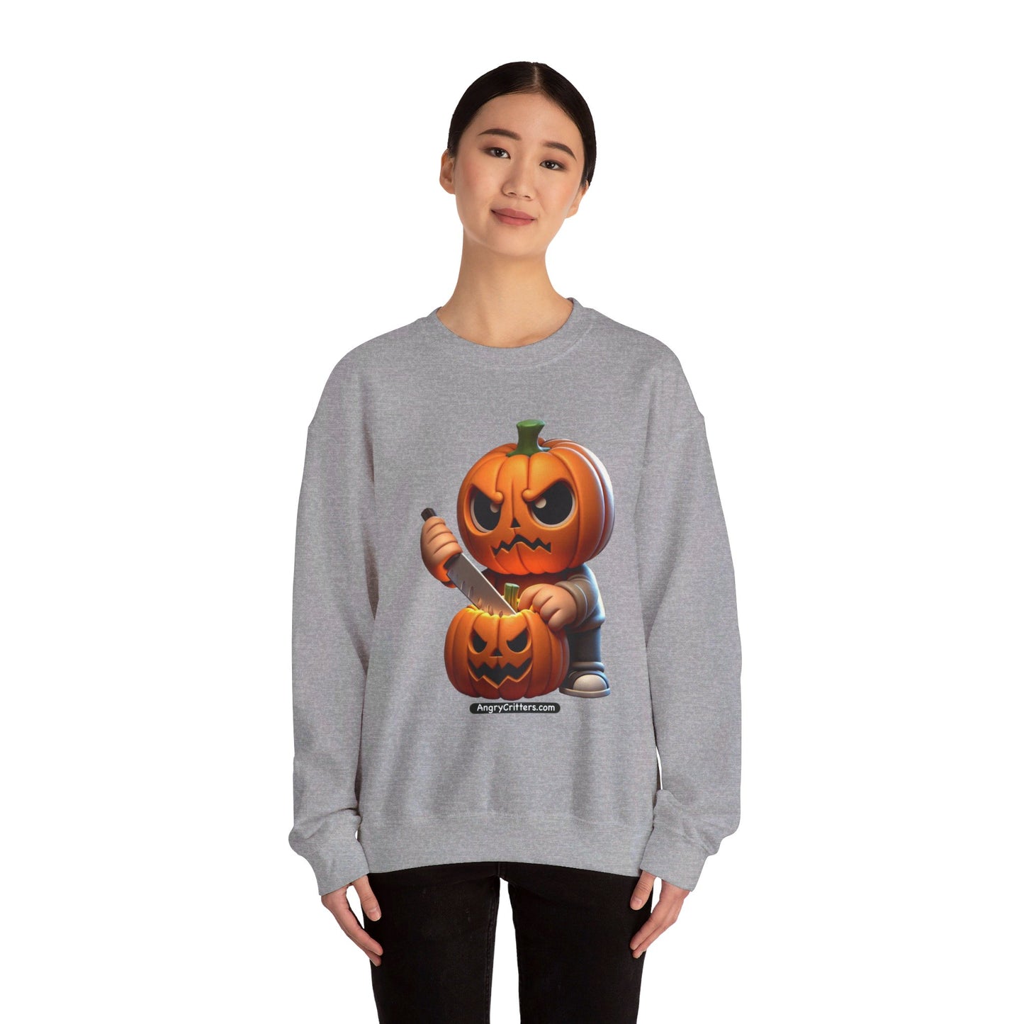 Angry Critters - Jack Carving Pumpkin, Unisex Heavy Blend™ Crewneck Sweatshirt