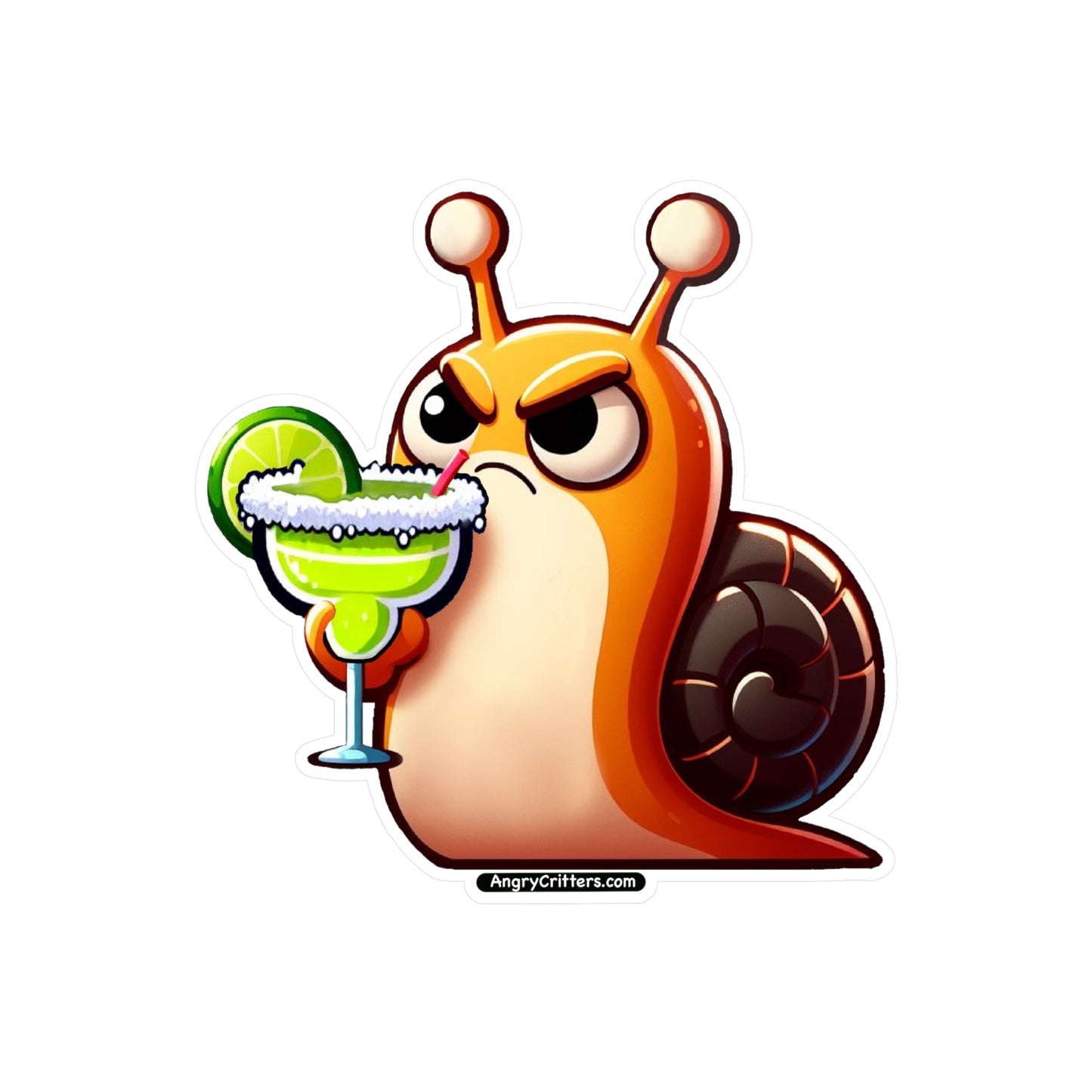 Angry Critters - Snail with Margarita, Kiss-Cut Vinyl Decals