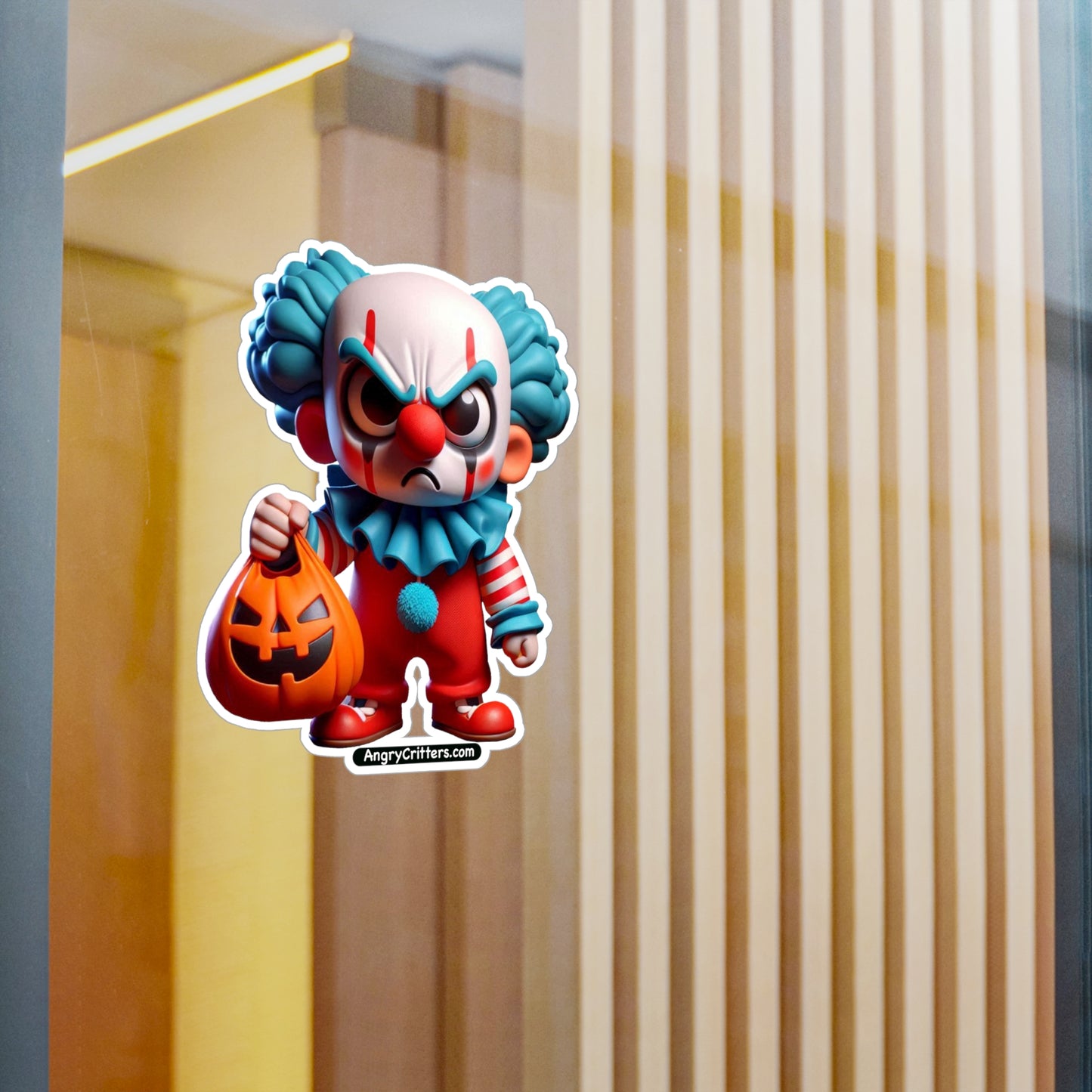 Angry Critters - Halloween Clown Blue, Kiss-Cut Vinyl Decals