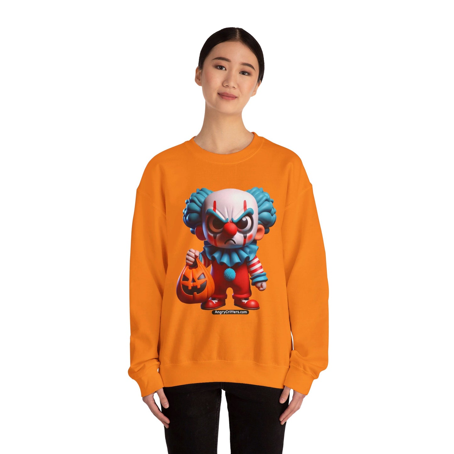 Angry Critters - Halloween Clown Blue, Unisex Heavy Blend™ Crewneck Sweatshirt