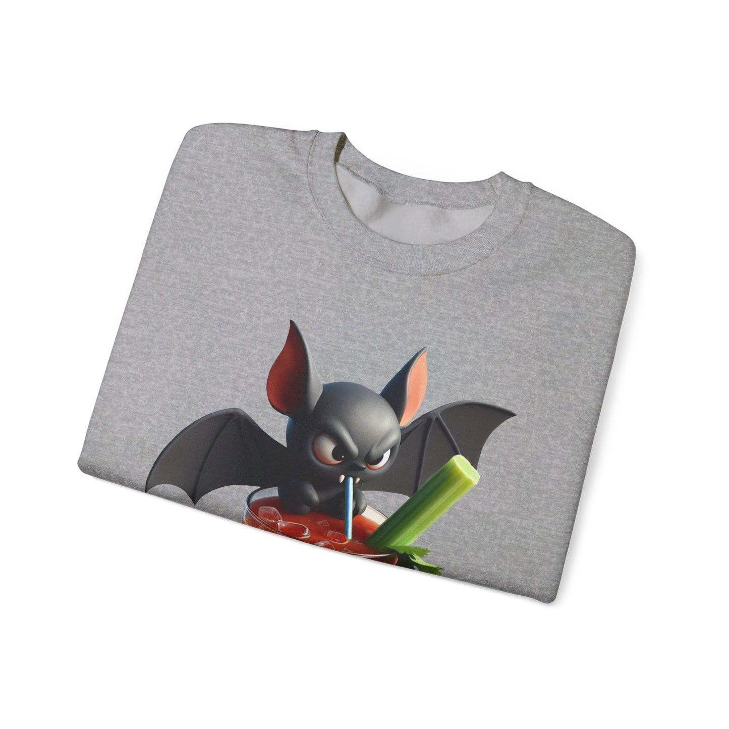 Angry Critters - Bat Drinking Bloody Mary, Unisex Heavy Blend™ Crewneck Sweatshirt