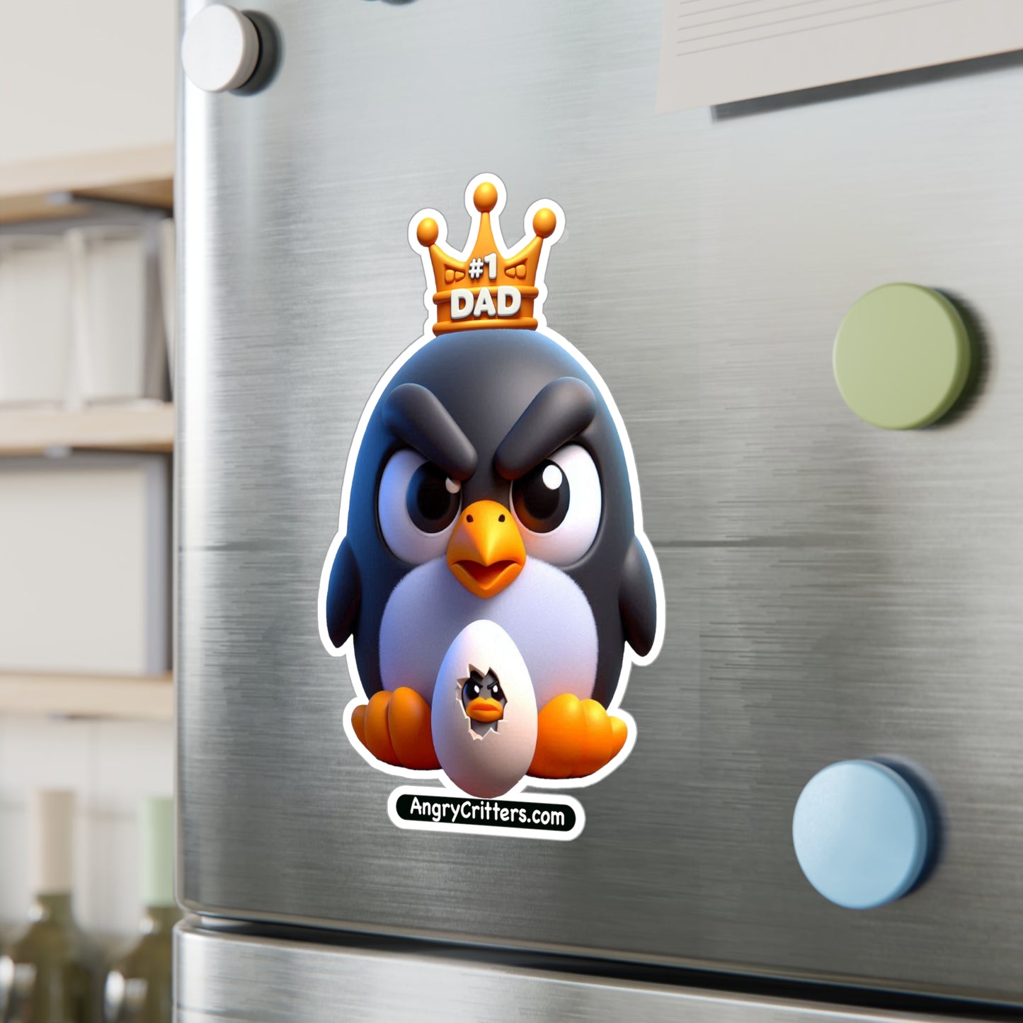 Angry Critters - Penguin Dad, Kiss-Cut Vinyl Decals