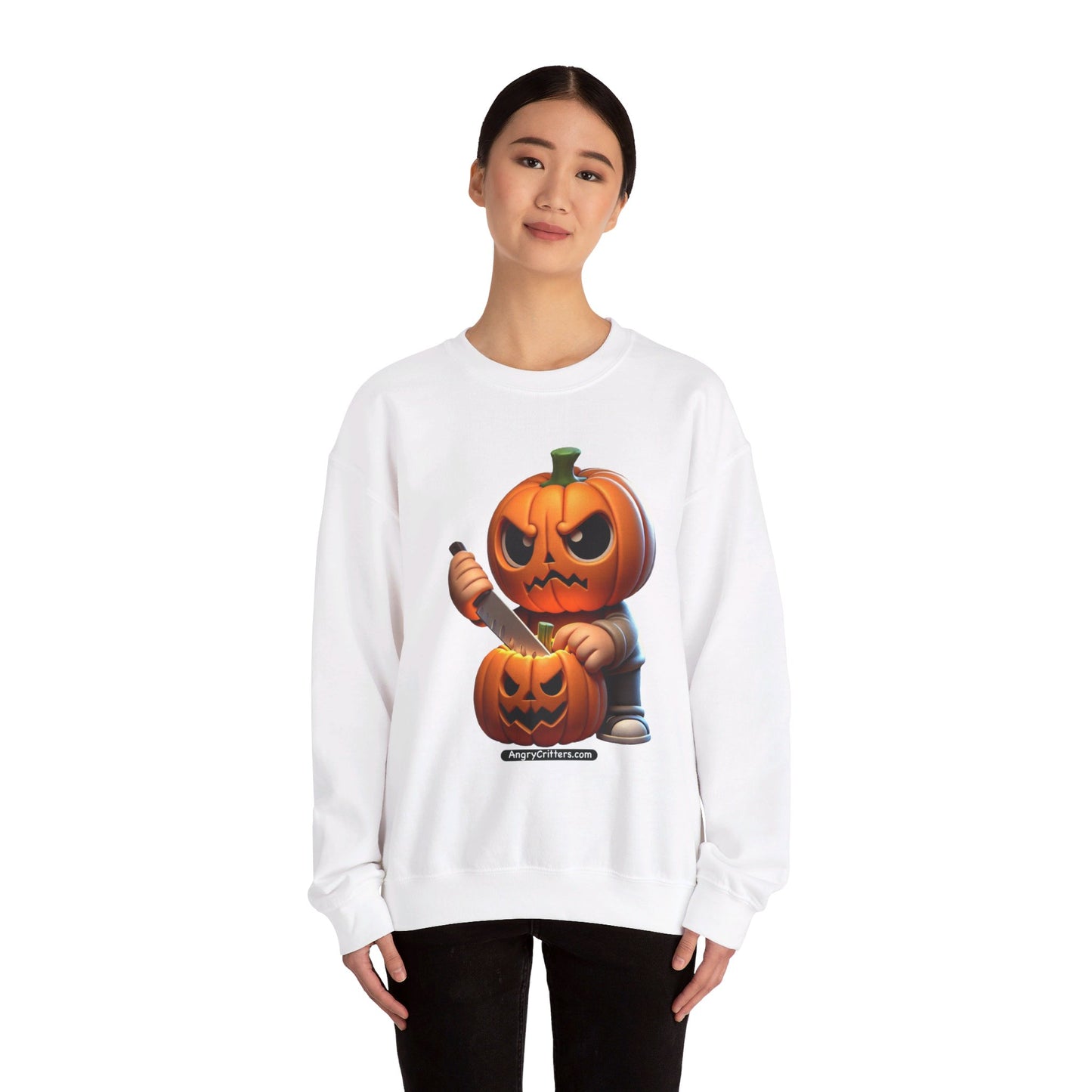 Angry Critters - Jack Carving Pumpkin, Unisex Heavy Blend™ Crewneck Sweatshirt