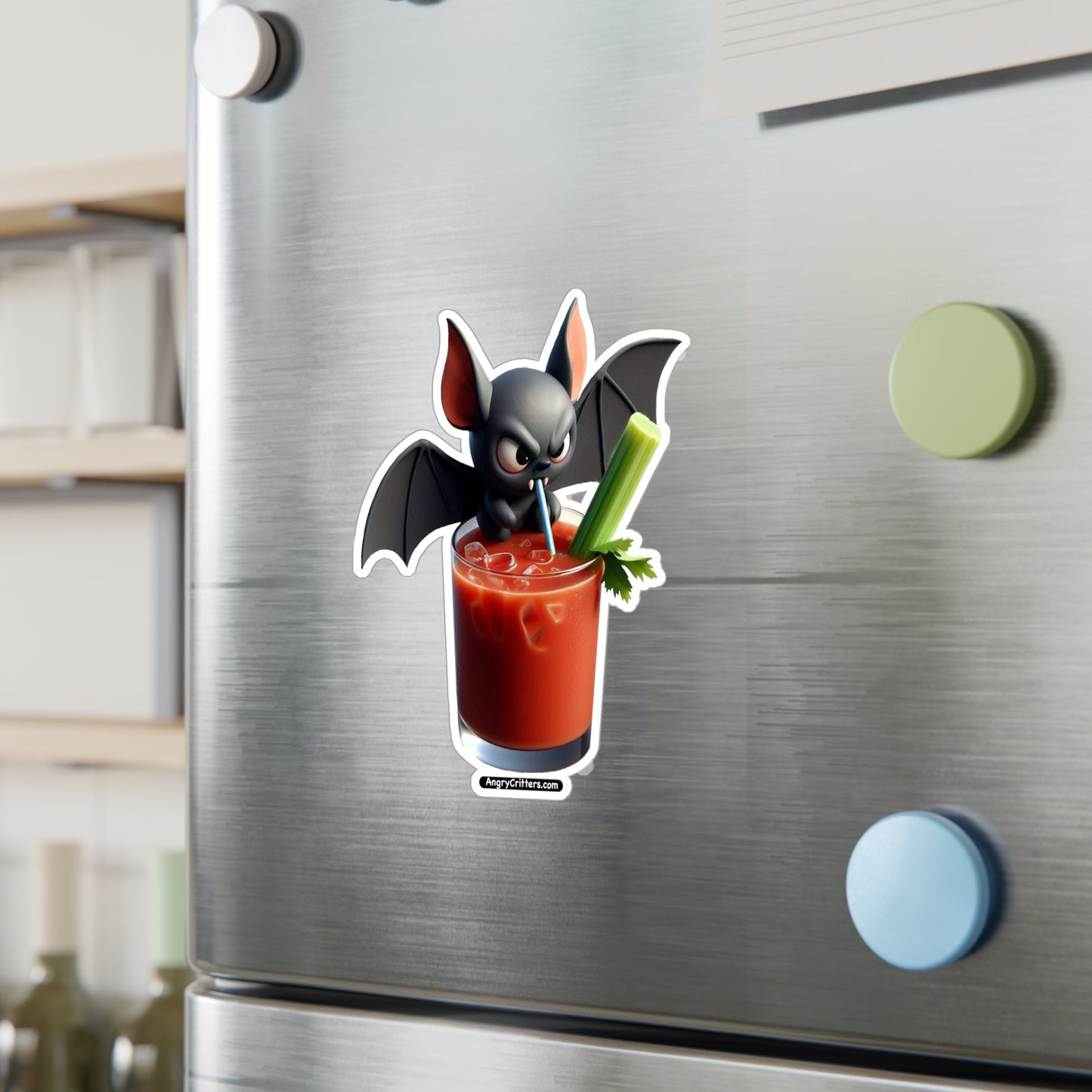 Angry Critters - Bat with Bloody Mary, Kiss-Cut Vinyl Decals