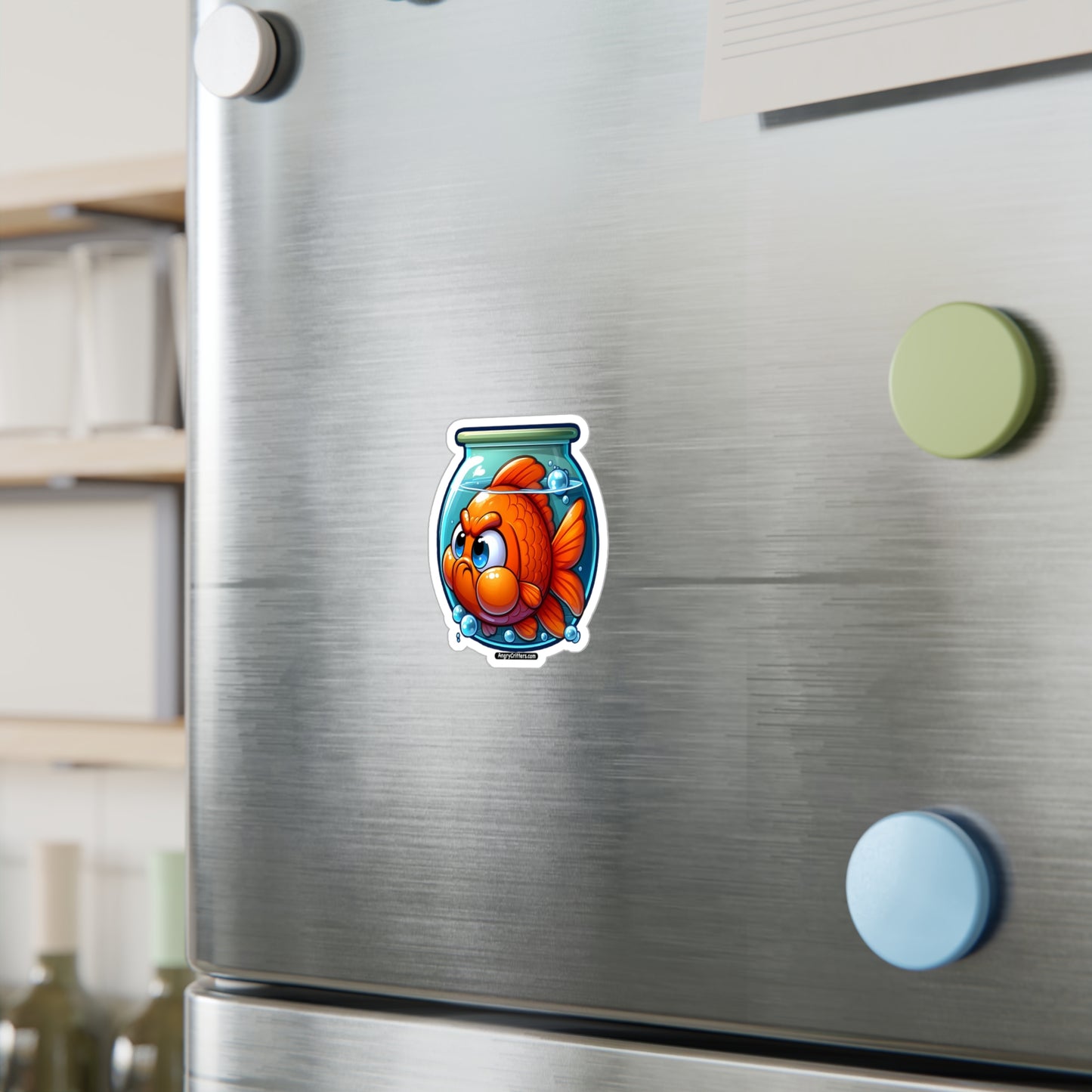 Angry Critters - Goldfish Living in a Fishbowl, Kiss-Cut Vinyl Decals