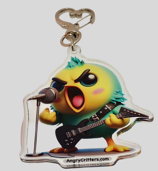 Angry Critters - Parakeet with an Axe, Acrylic Keychain