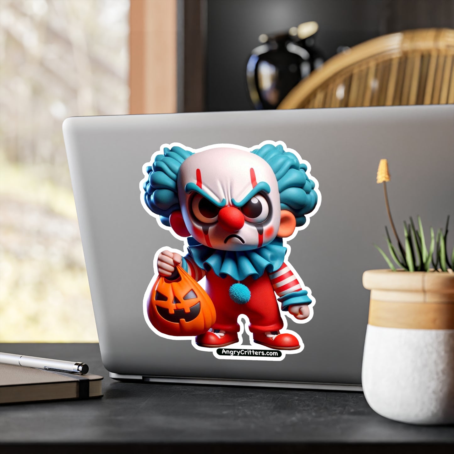 Angry Critters - Halloween Clown Blue, Kiss-Cut Vinyl Decals