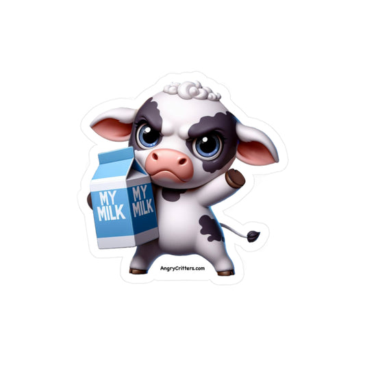 Angry Cow With Milk Decal