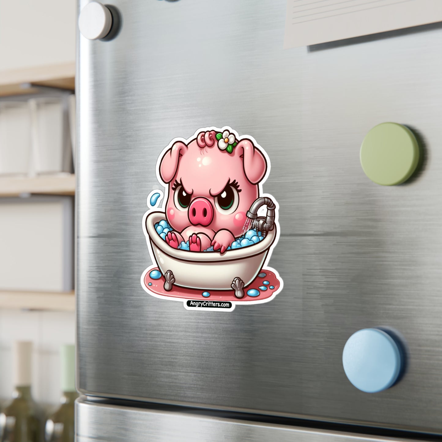 Angry Critters - Pig in a Bath, Kiss-Cut Vinyl Decals