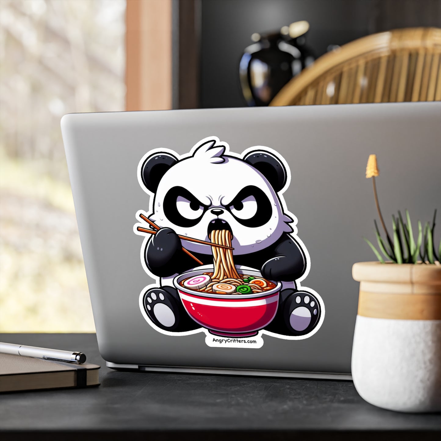 Angry Critters - Panda with Ramen, Kiss-Cut Vinyl Decals