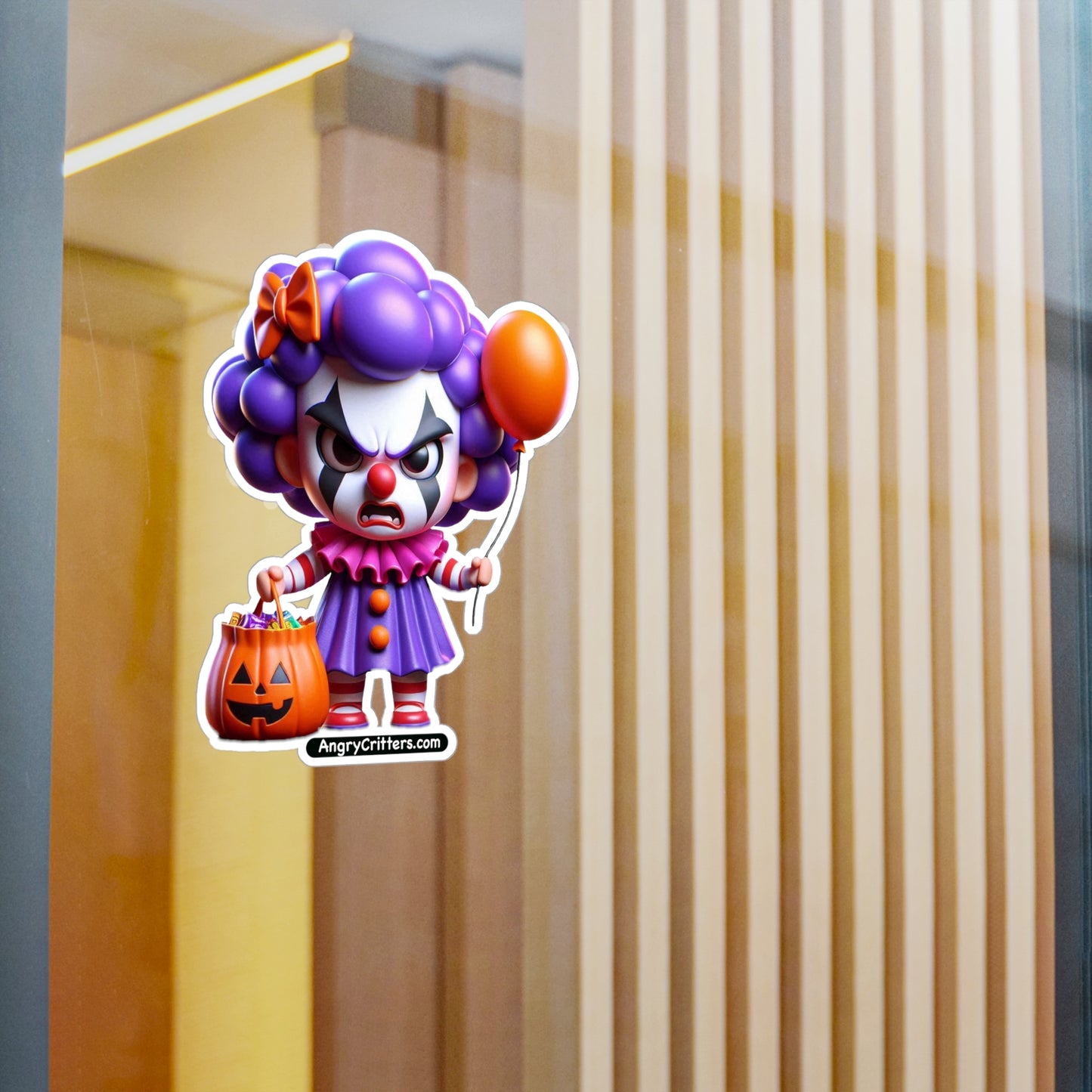 Angry Critters - Halloween Clown Purple, Kiss-Cut Vinyl Decals