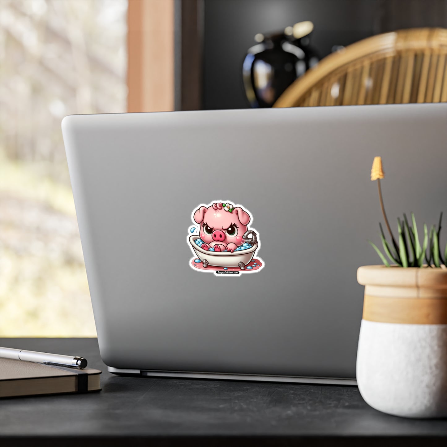 Angry Critters - Pig in a Bath, Kiss-Cut Vinyl Decals