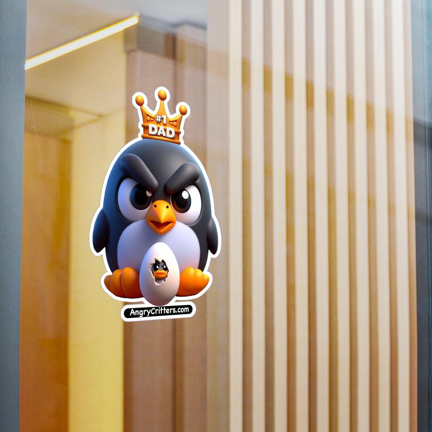 Angry Critters - Penguin Dad, Kiss-Cut Vinyl Decals