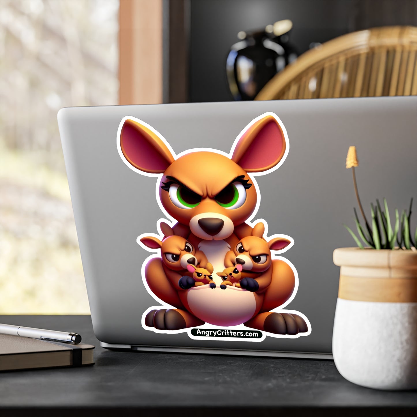 Angry Critters - Mom Kangaroo, Kiss-Cut Vinyl Decals