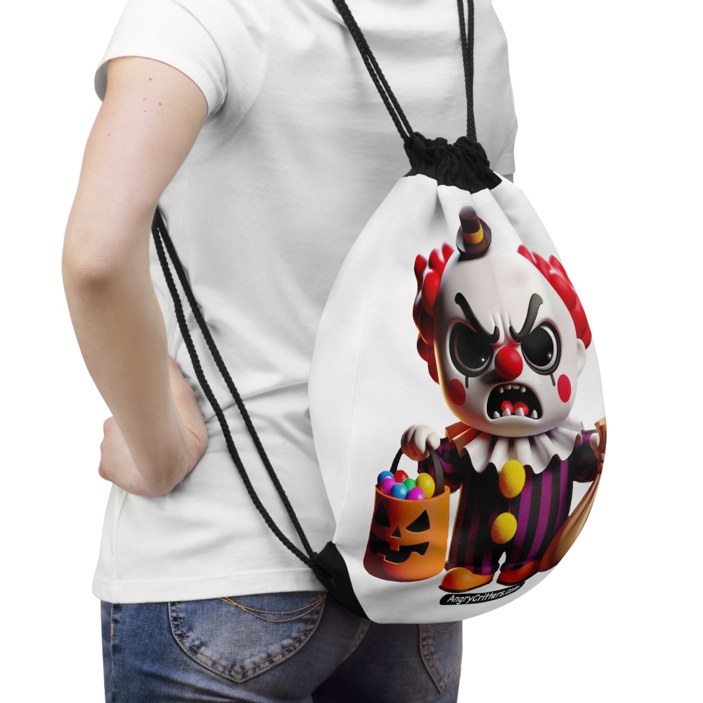 Angry Critters - Halloween Clown Red, Drawstring Bag