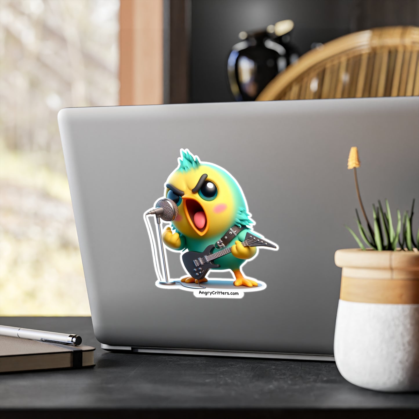 Angry Critters - Parakeet with an Axe, Kiss-Cut Vinyl Decals