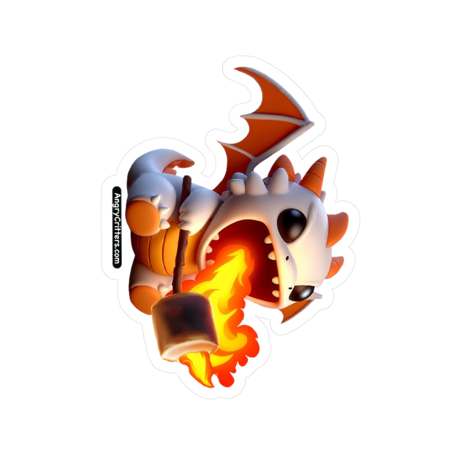 Angry Critters - Dragon Roasting Marshmallow, Kiss-Cut Vinyl Decals