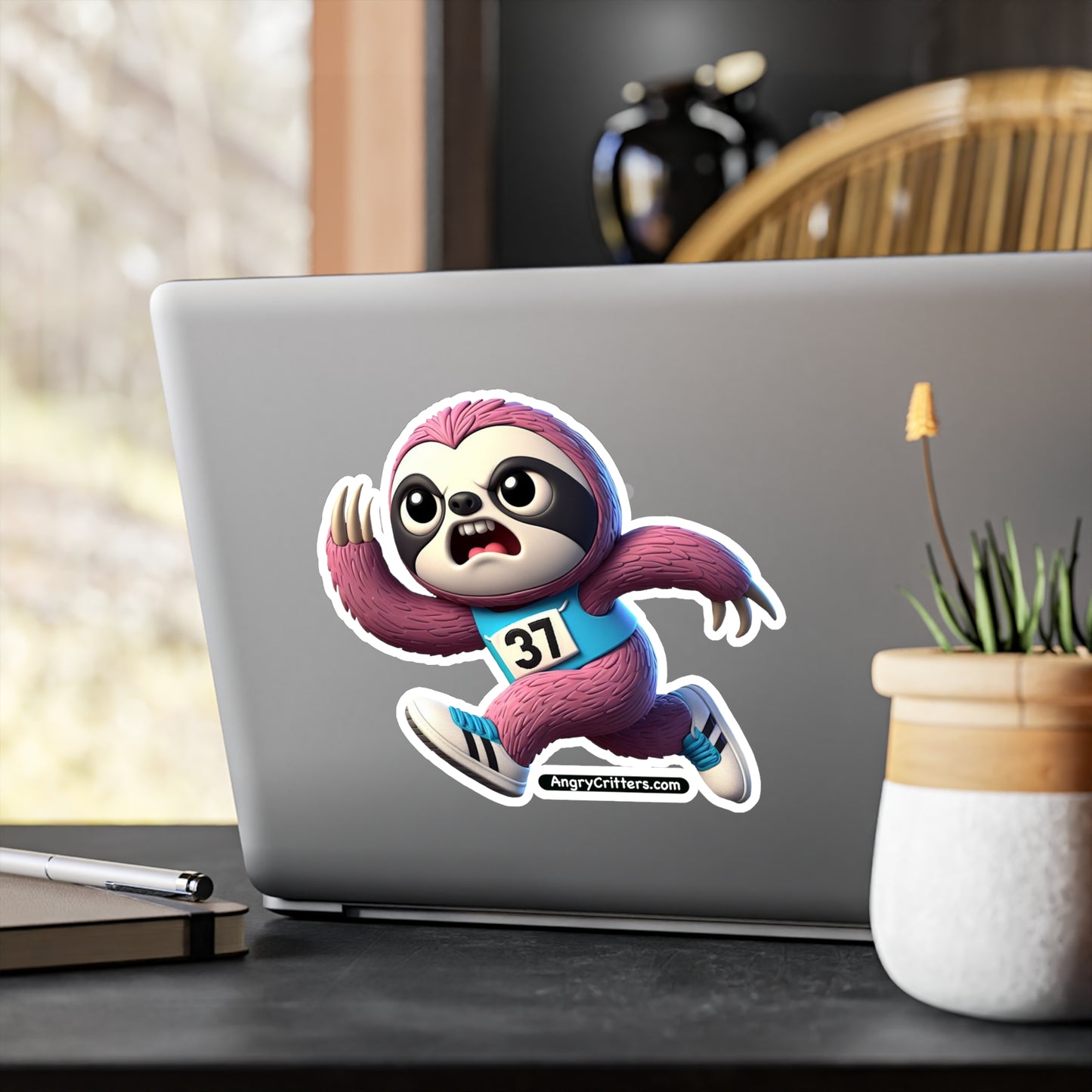 Angry Critters - Running Sloth, Kiss-Cut Vinyl Decals