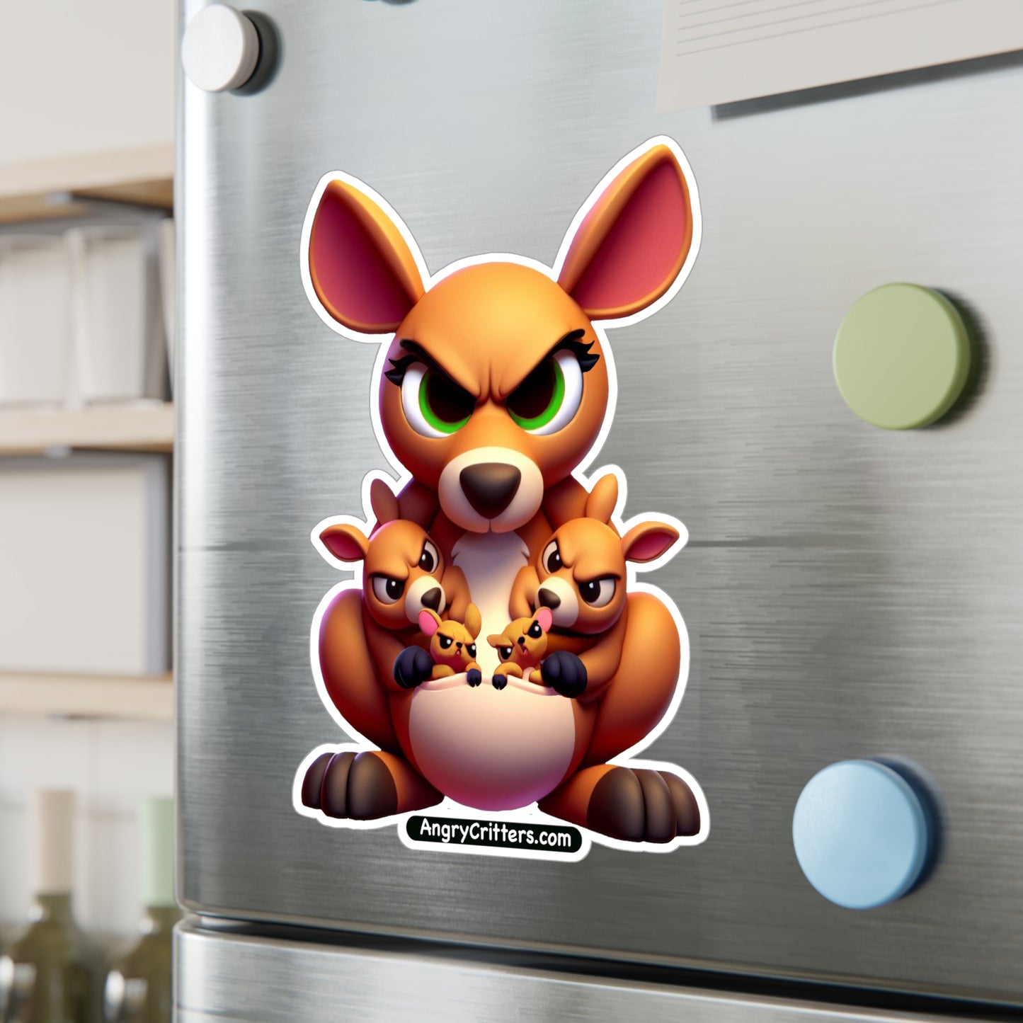 Angry Critters - Mom Kangaroo, Kiss-Cut Vinyl Decals