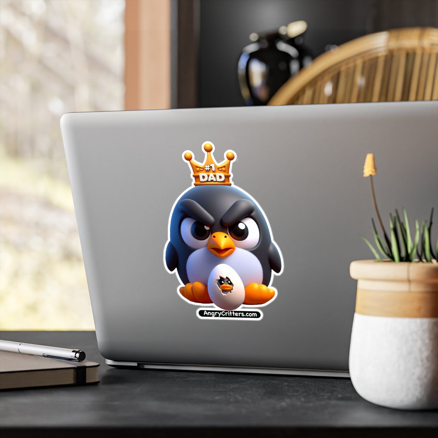 Angry Critters - Penguin Dad, Kiss-Cut Vinyl Decals