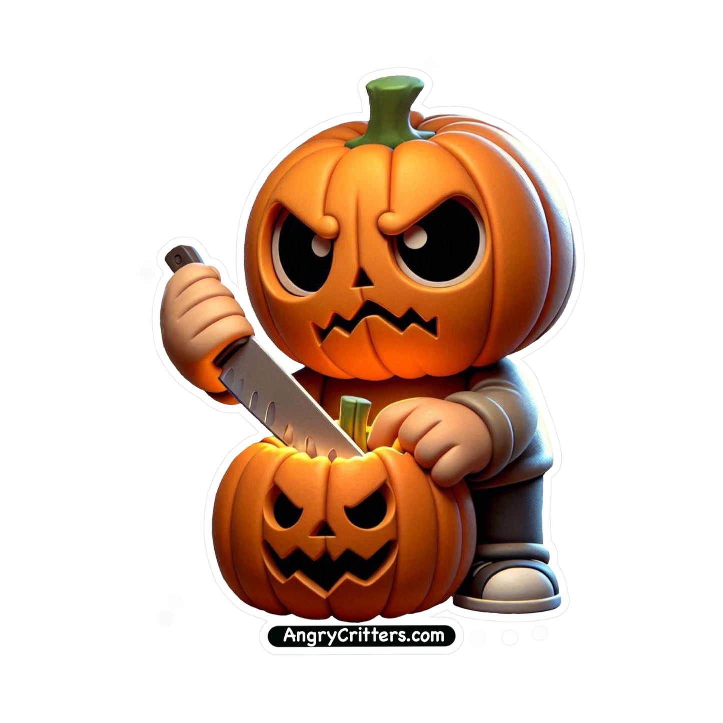 Angry Critters - Jack Carving Pumpkin, Kiss-Cut Vinyl Decals