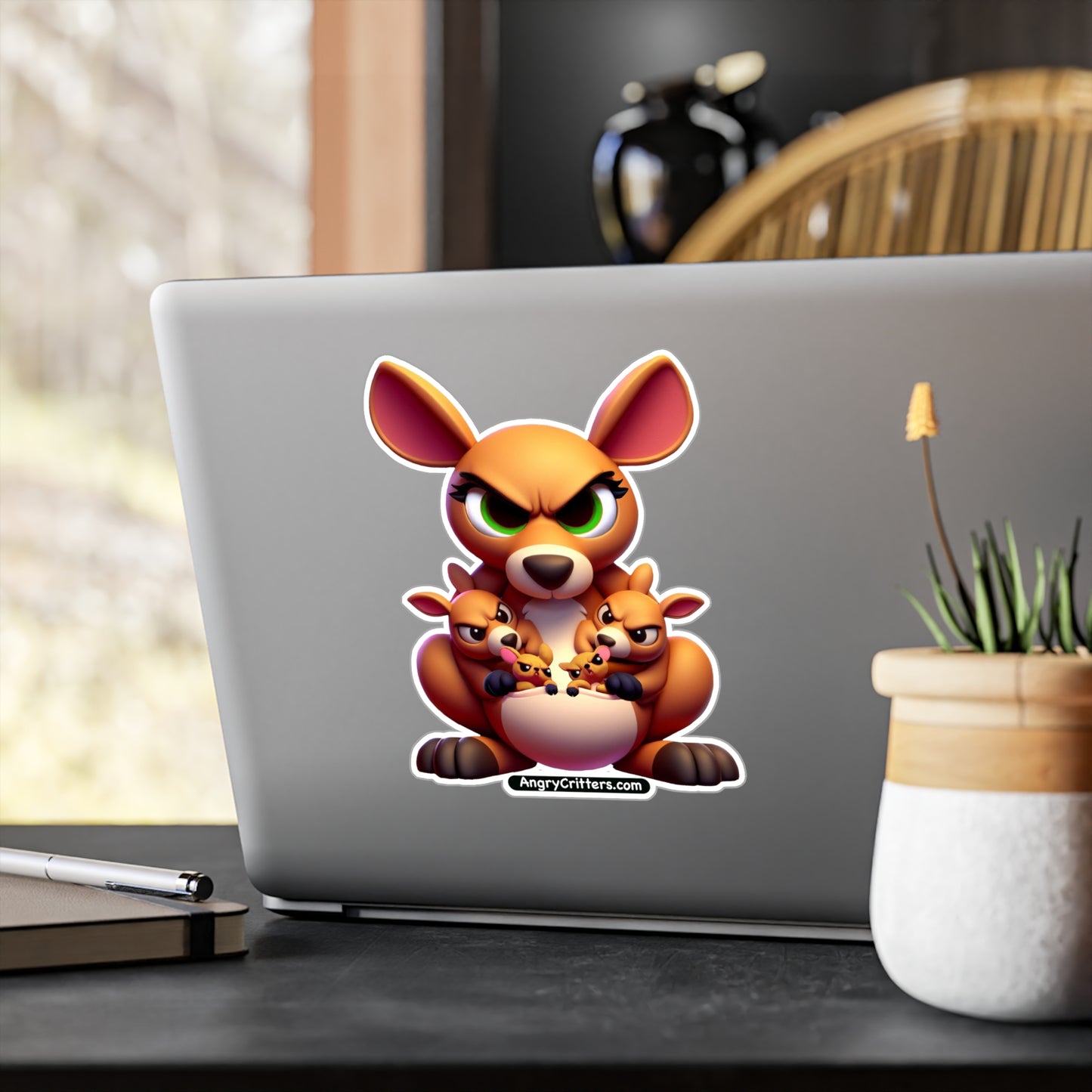 Angry Critters - Mom Kangaroo, Kiss-Cut Vinyl Decals