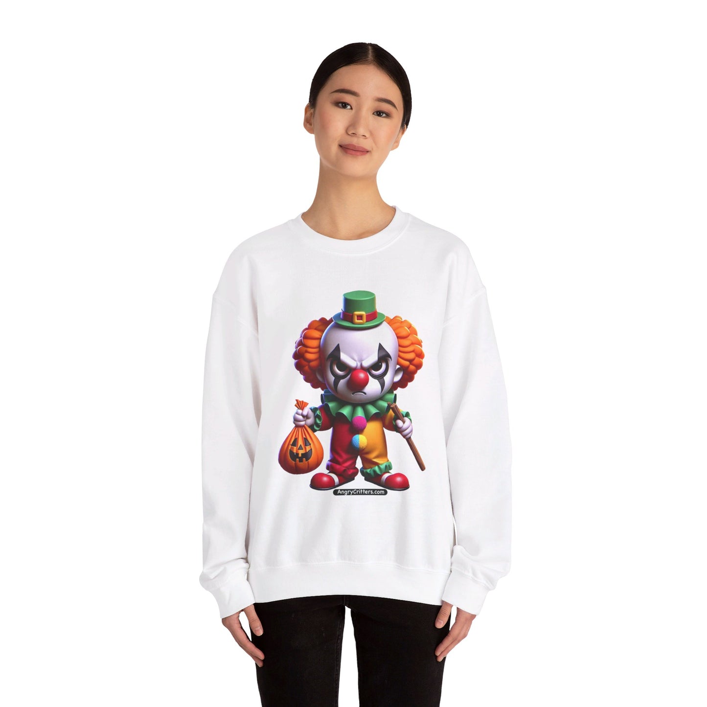 Angry Critters - Halloween Clown Orange, Unisex Heavy Blend™ Crewneck Sweatshirt