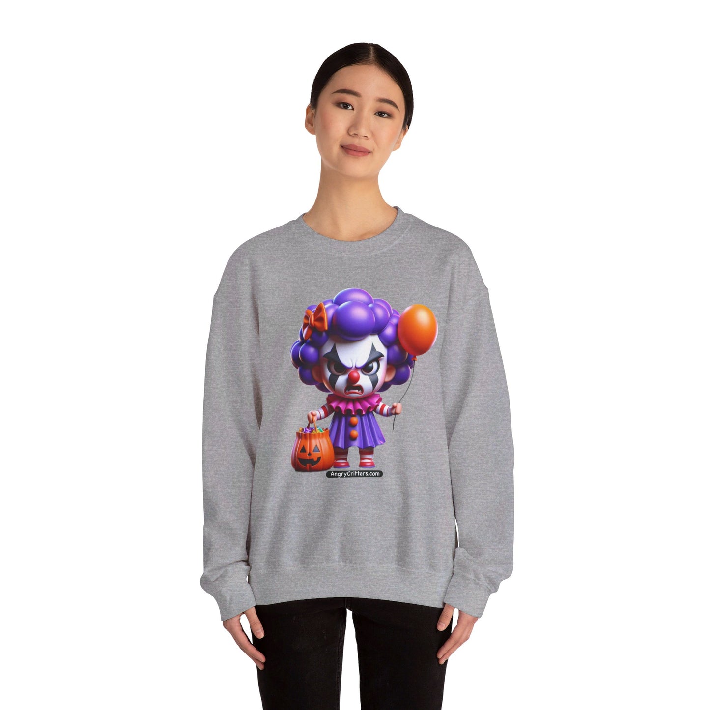 Angry Critters - Halloween Clown Purple, Unisex Heavy Blend™ Crewneck Sweatshirt