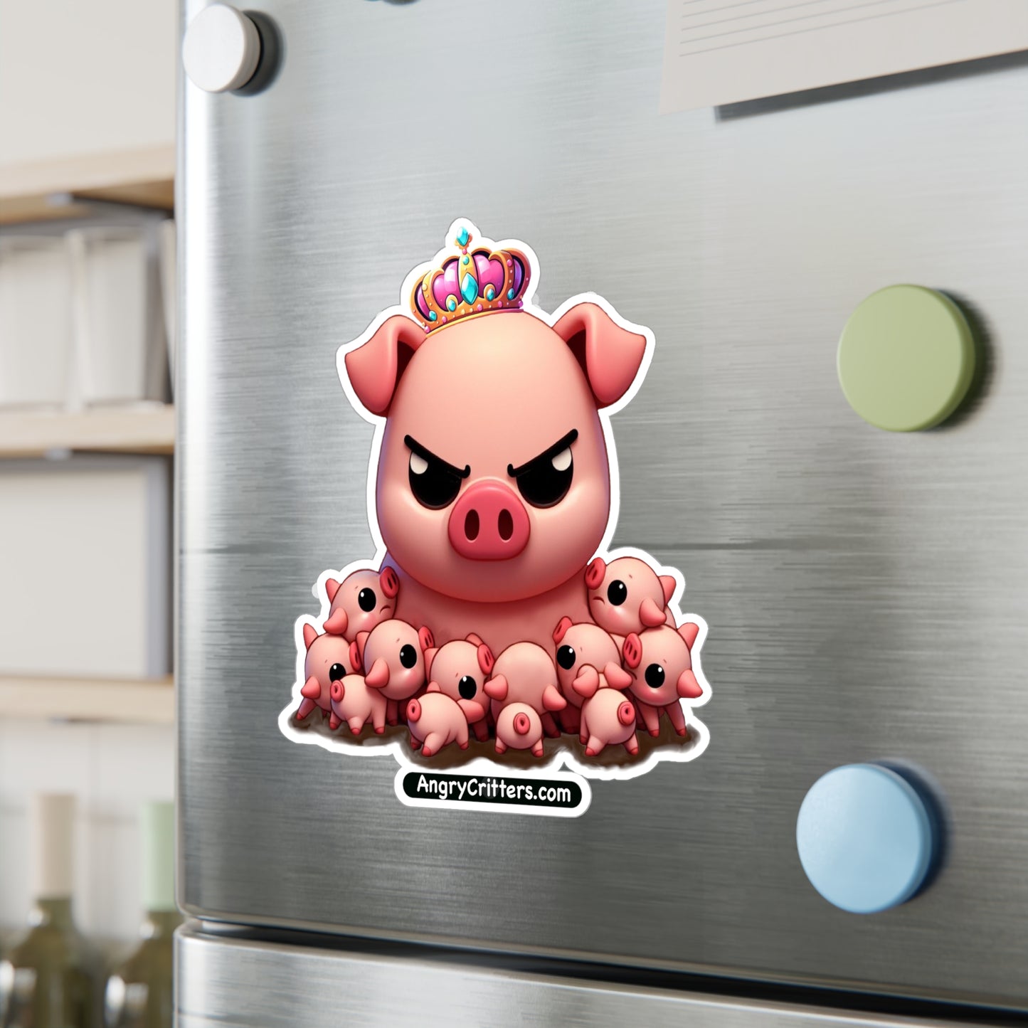 Angry Critters - Mom Pig with Piglets, Kiss-Cut Vinyl Decals