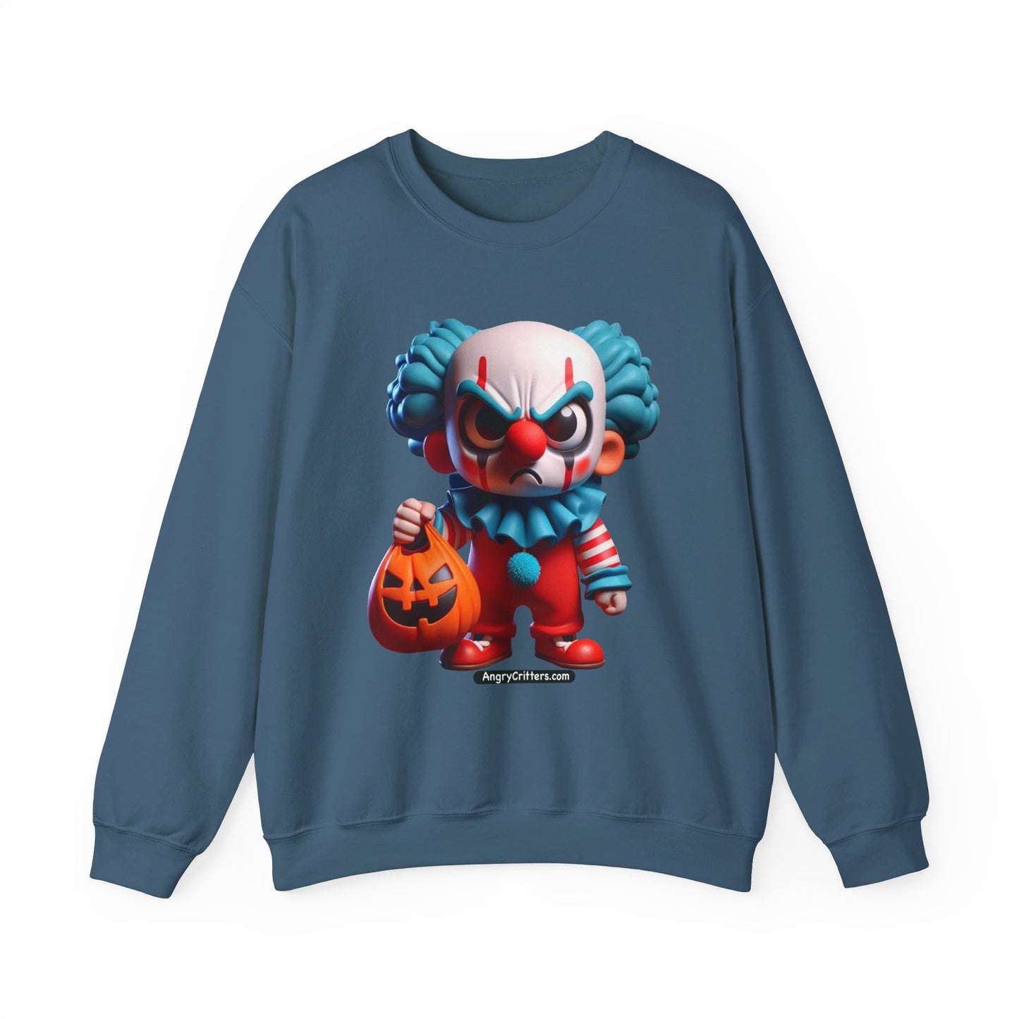 Angry Critters - Halloween Clown Blue, Unisex Heavy Blend™ Crewneck Sweatshirt