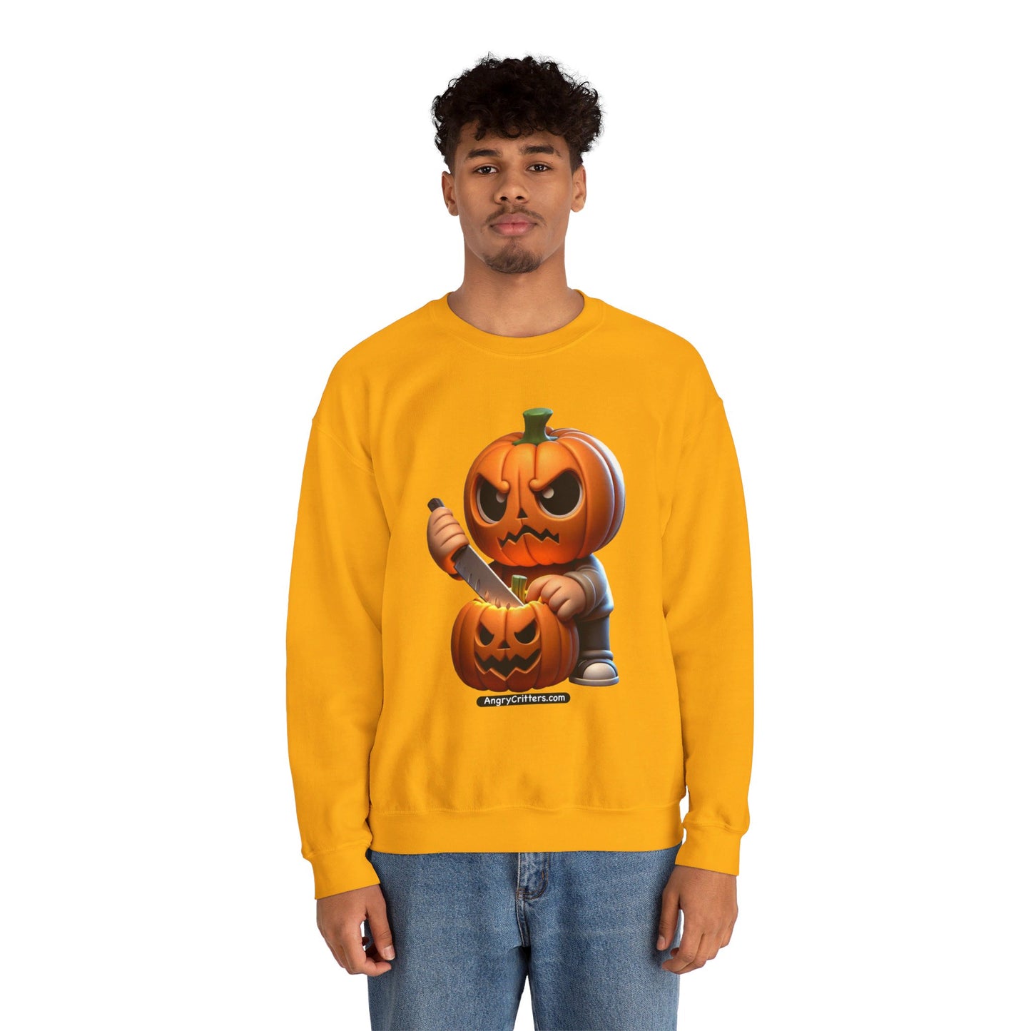 Angry Critters - Jack Carving Pumpkin, Unisex Heavy Blend™ Crewneck Sweatshirt