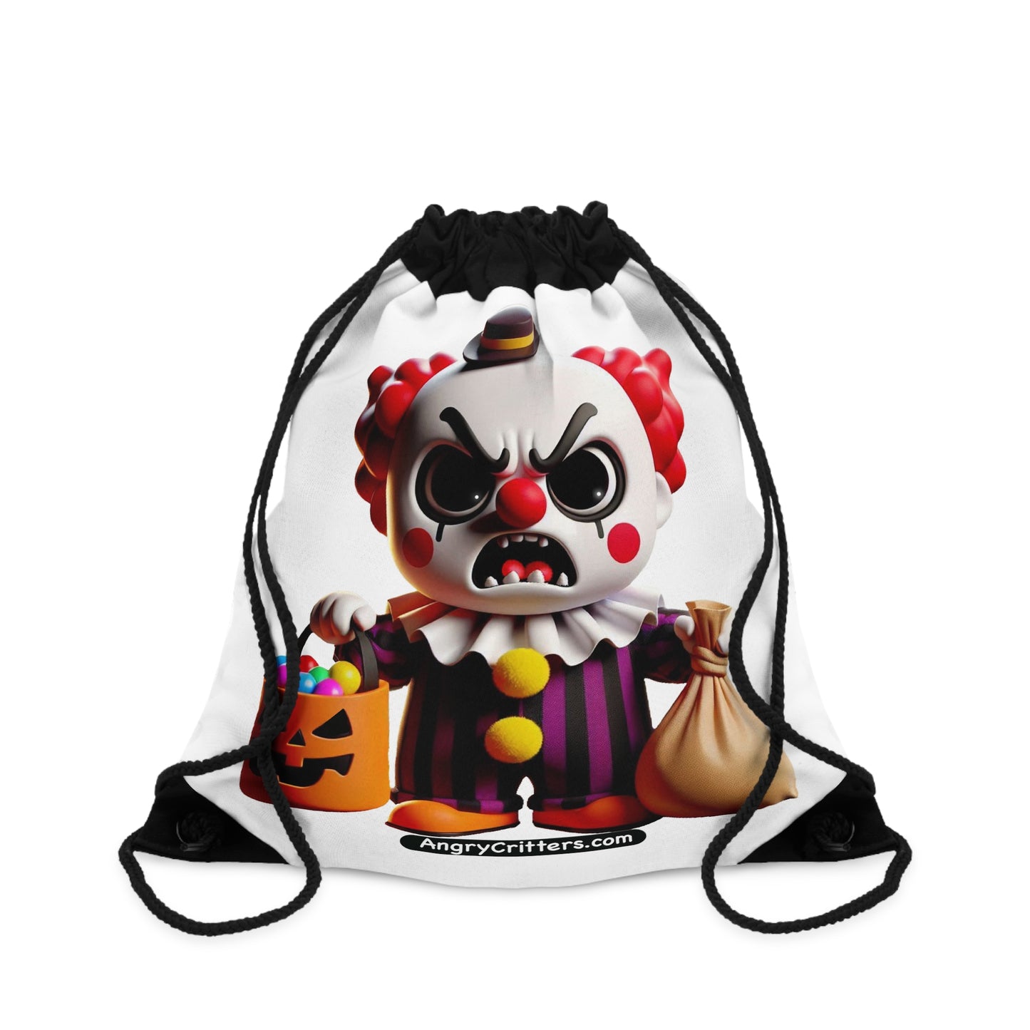 Angry Critters - Halloween Clown Red, Drawstring Bag