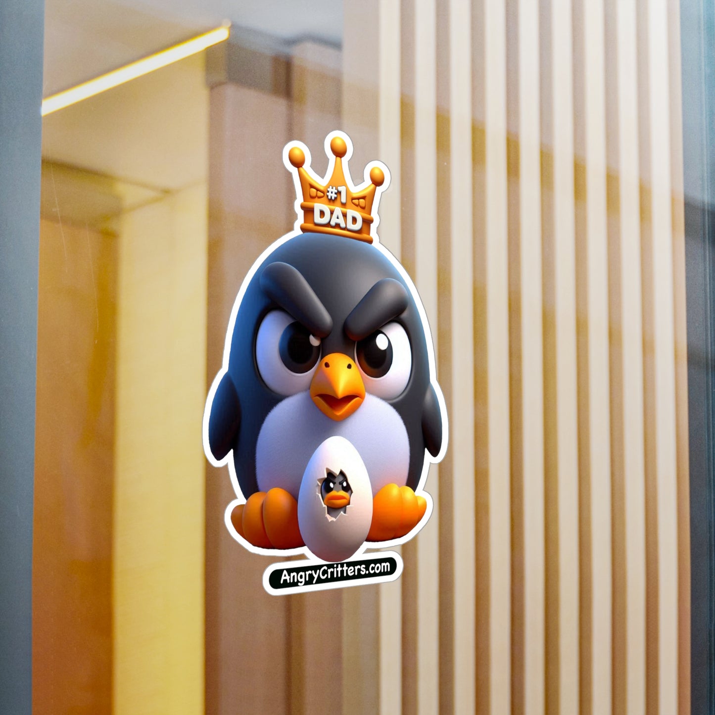 Angry Critters - Penguin Dad, Kiss-Cut Vinyl Decals