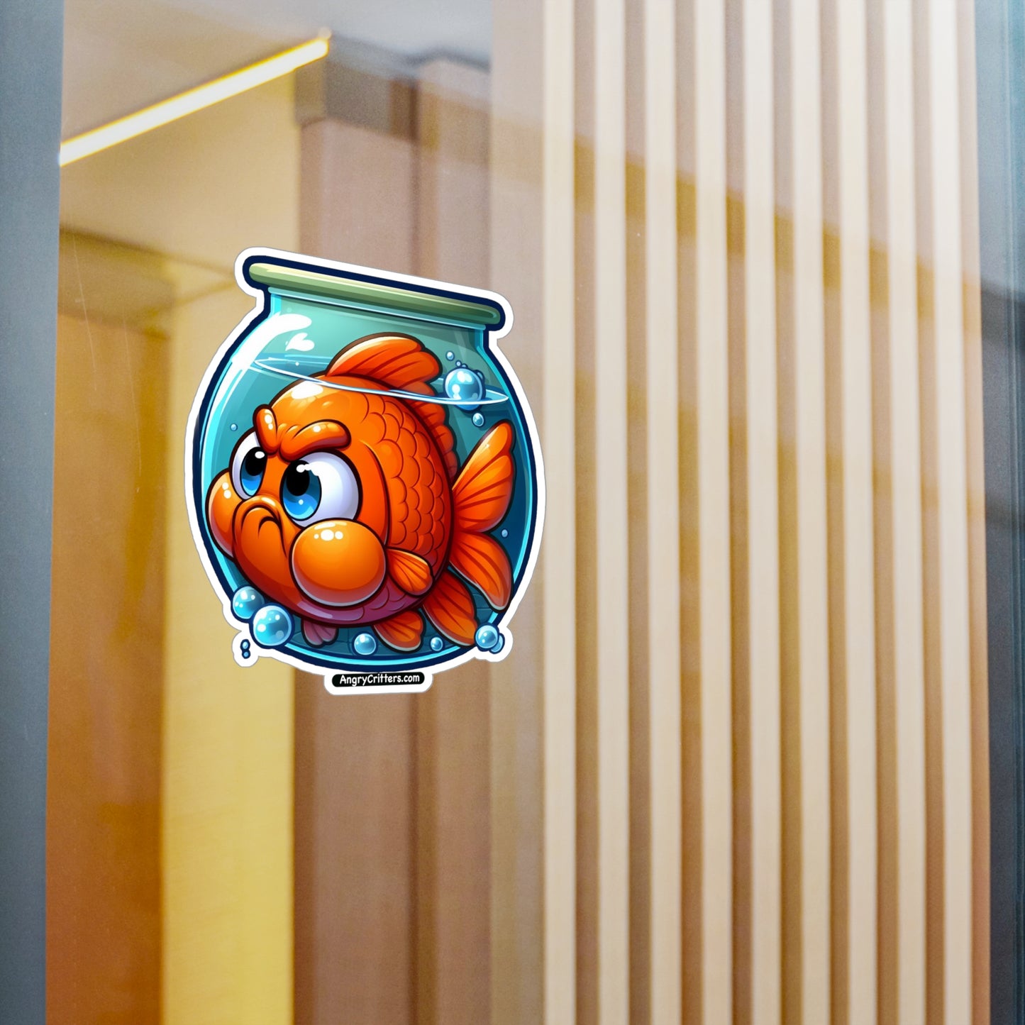 Angry Critters - Goldfish Living in a Fishbowl, Kiss-Cut Vinyl Decals