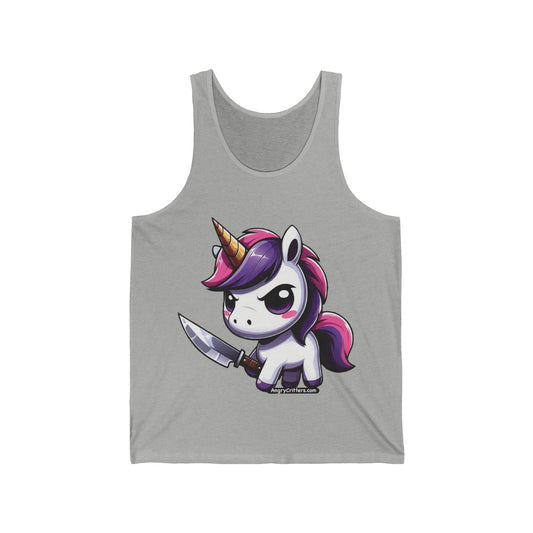 Angry Critters - Unicorn with a Blade, Unisex Jersey Tank