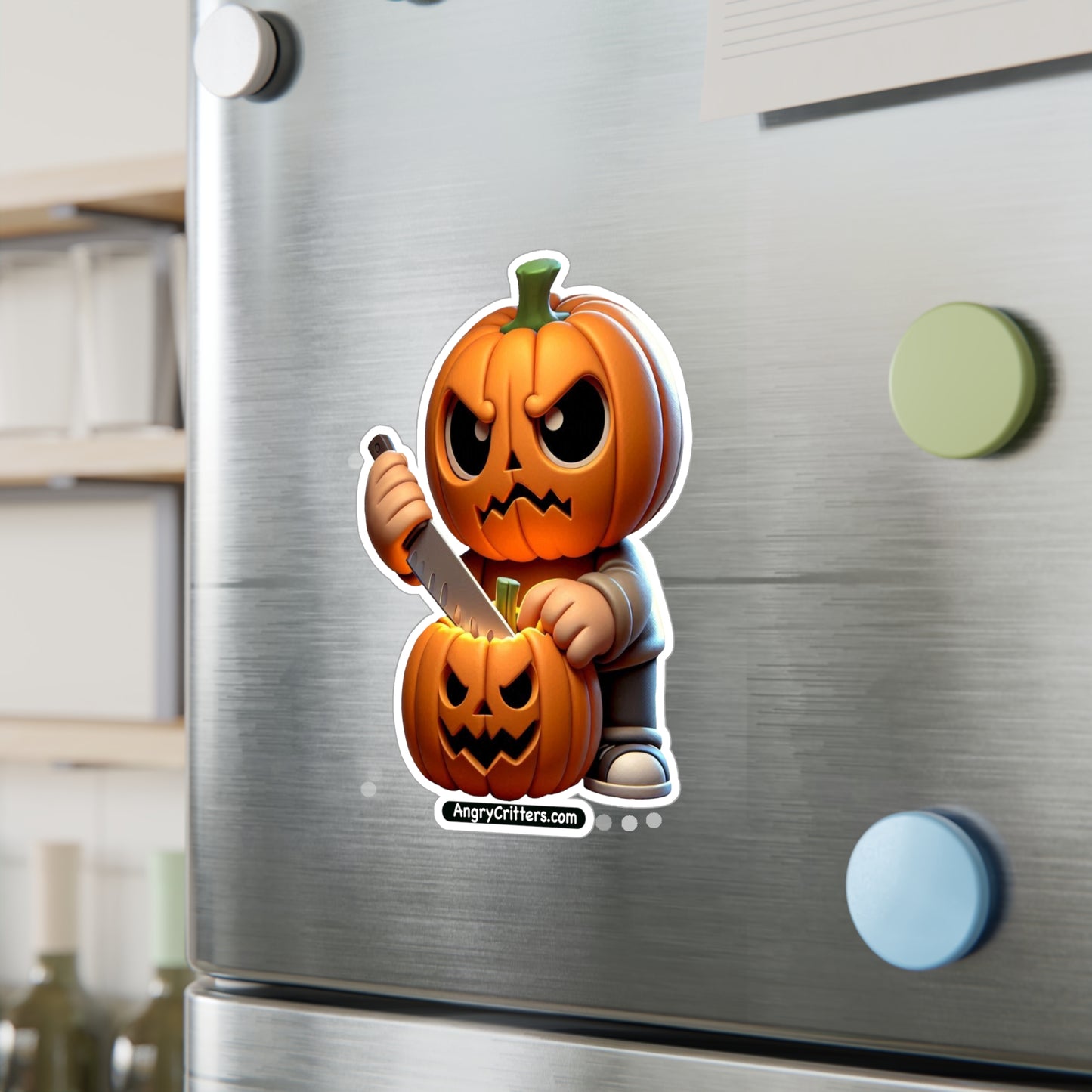 Angry Critters - Jack Carving Pumpkin, Kiss-Cut Vinyl Decals