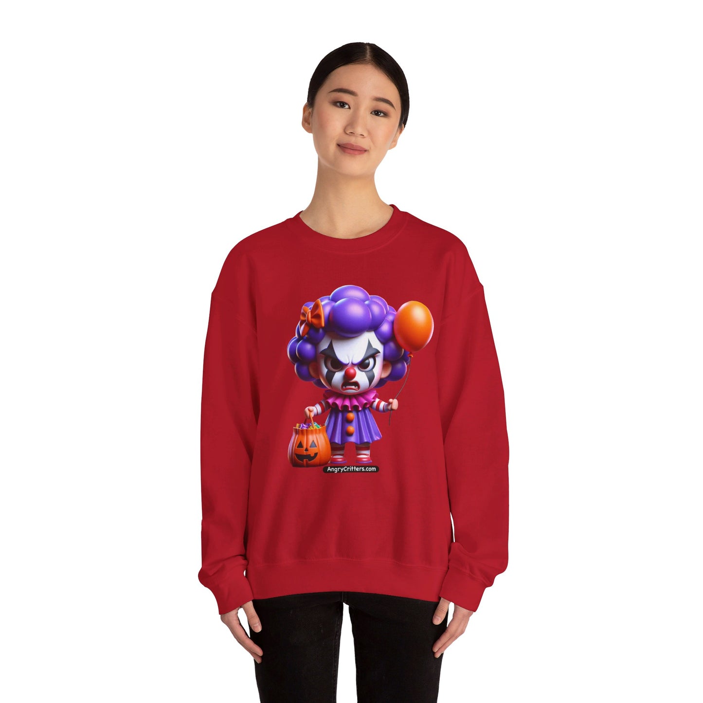 Angry Critters - Halloween Clown Purple, Unisex Heavy Blend™ Crewneck Sweatshirt