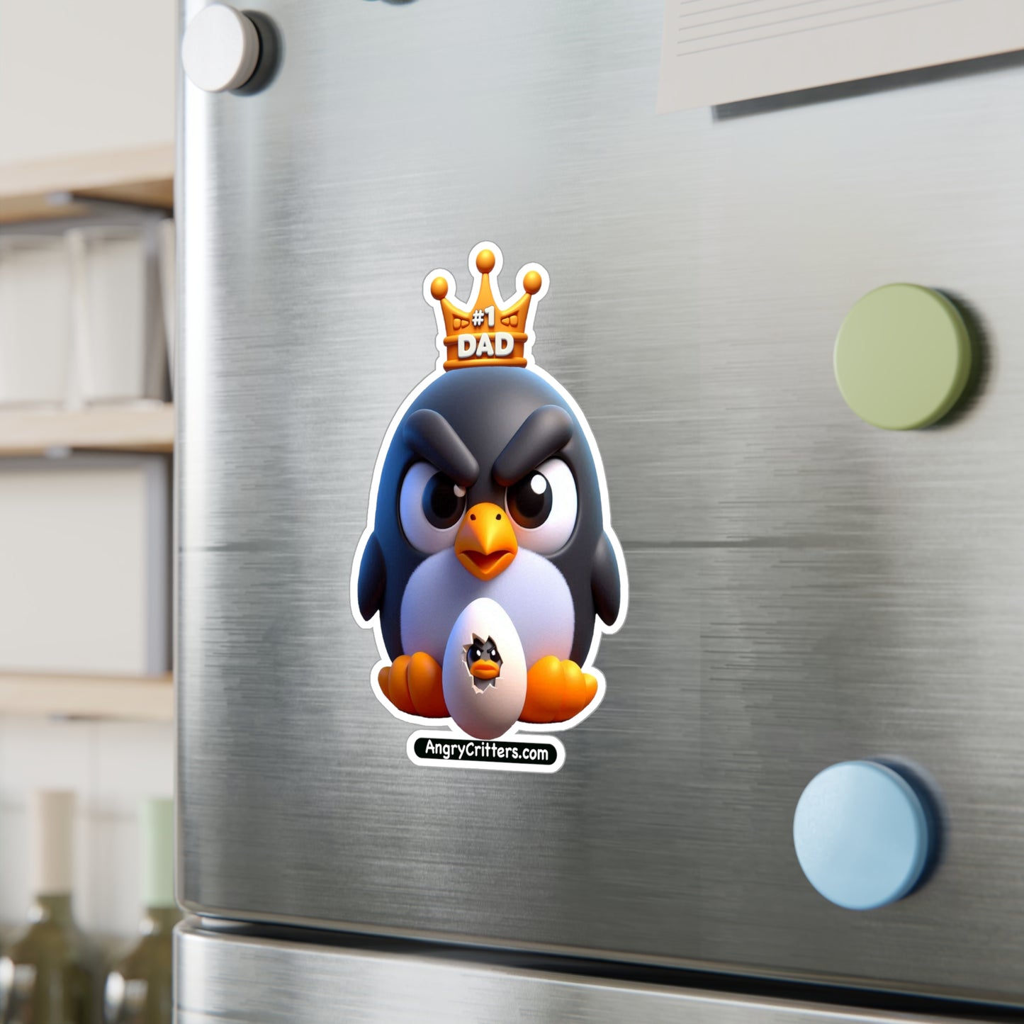 Angry Critters - Penguin Dad, Kiss-Cut Vinyl Decals