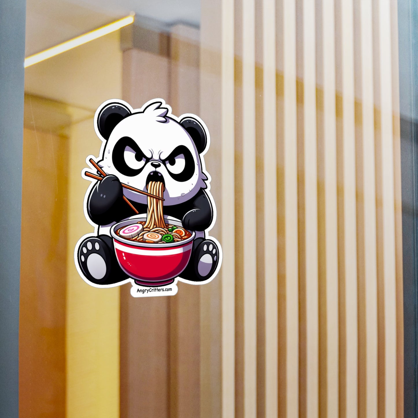 Angry Critters - Panda with Ramen, Kiss-Cut Vinyl Decals