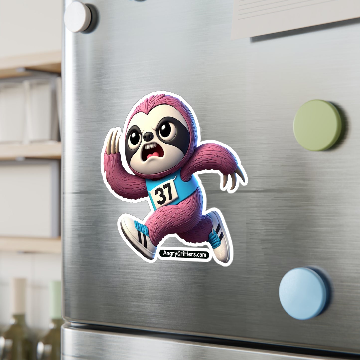 Angry Critters - Running Sloth, Kiss-Cut Vinyl Decals