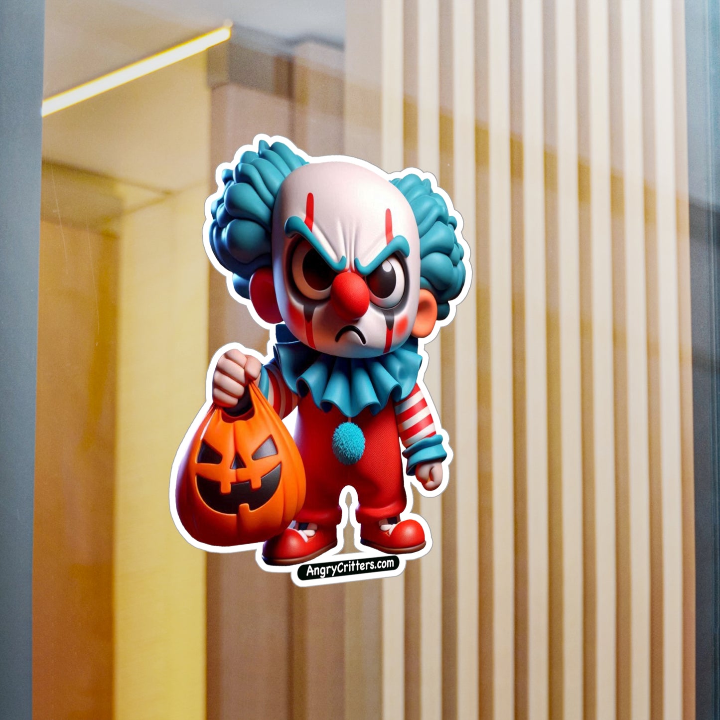 Angry Critters - Halloween Clown Blue, Kiss-Cut Vinyl Decals