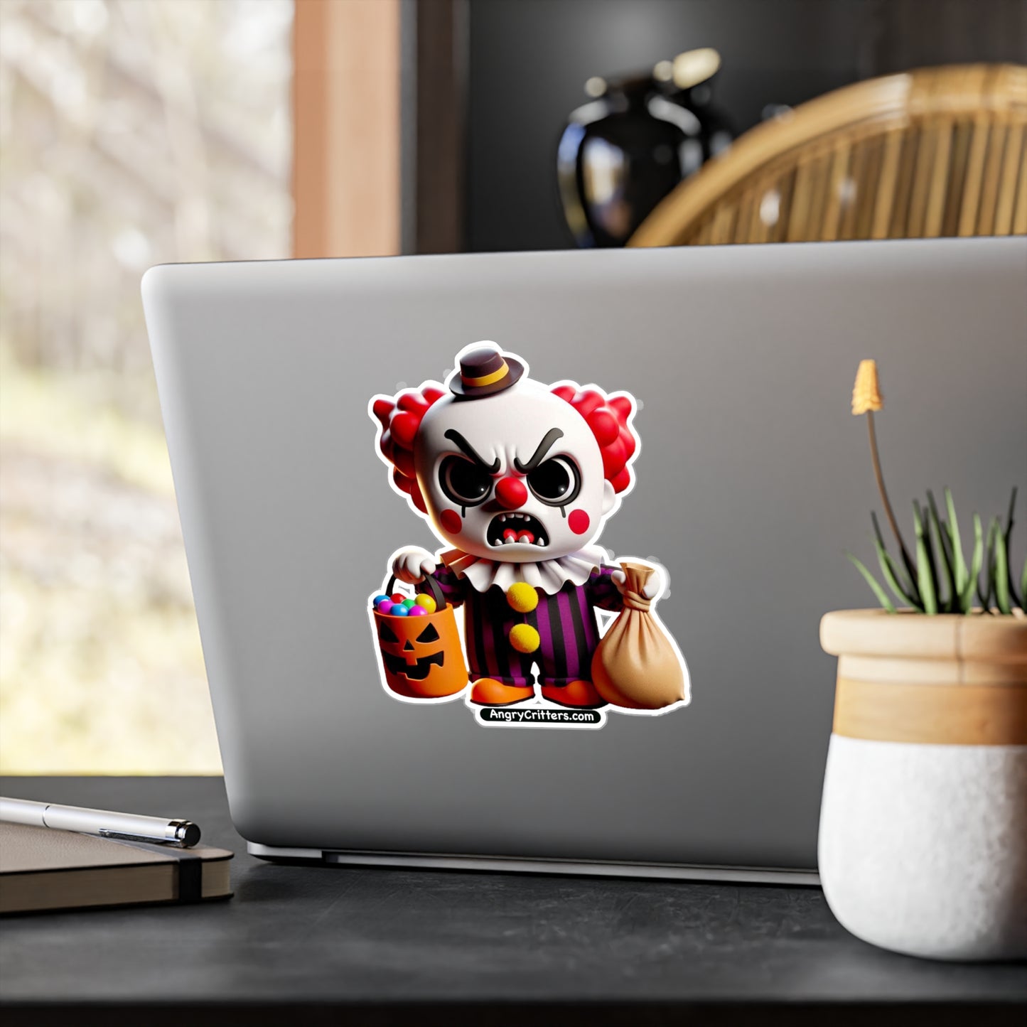 Angry Critters - Halloween Clown Red, Kiss-Cut Vinyl Decals