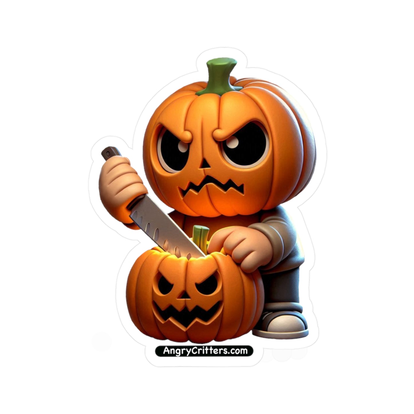 Angry Critters - Jack Carving Pumpkin, Kiss-Cut Vinyl Decals