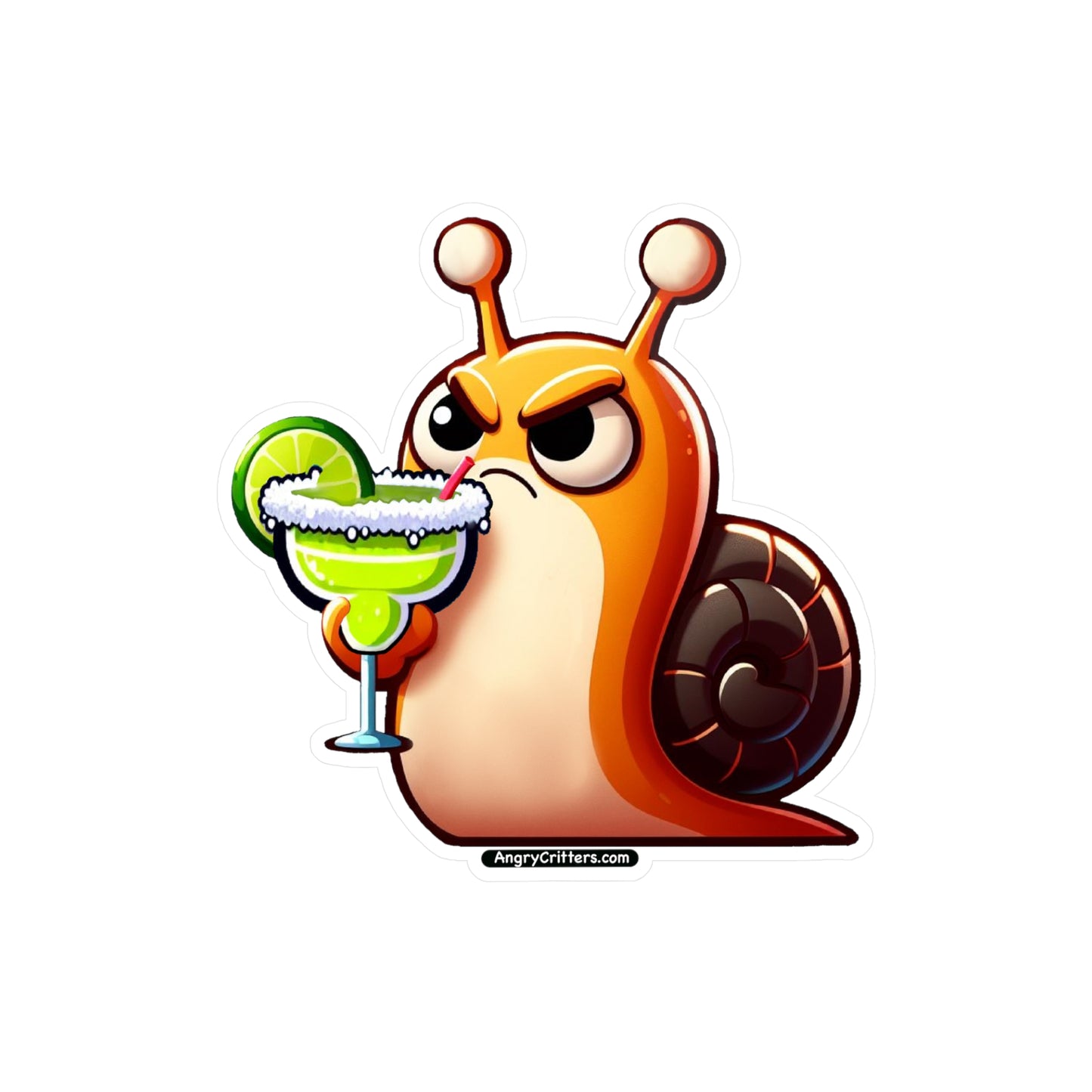 Angry Critters - Snail with Margarita, Kiss-Cut Vinyl Decals