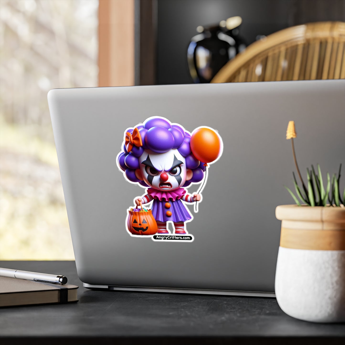 Angry Critters - Halloween Clown Purple, Kiss-Cut Vinyl Decals