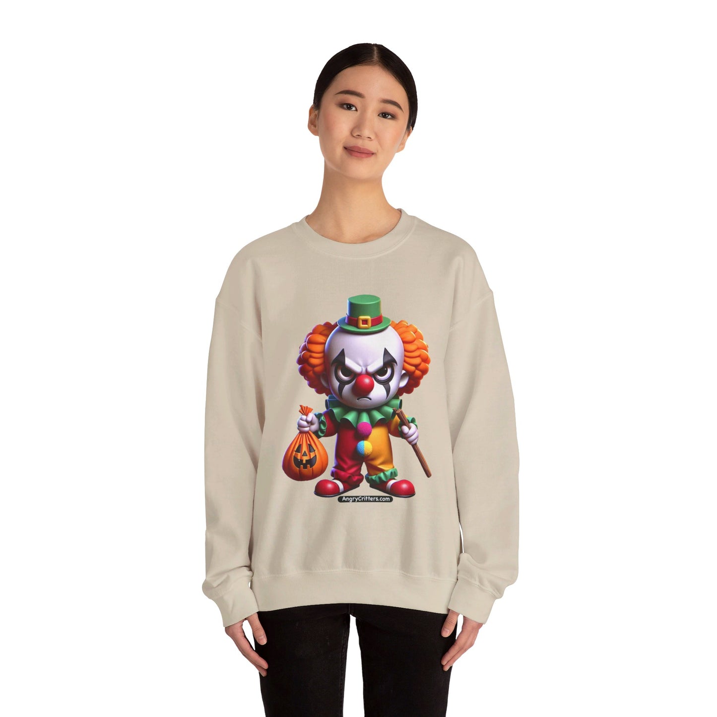 Angry Critters - Halloween Clown Orange, Unisex Heavy Blend™ Crewneck Sweatshirt