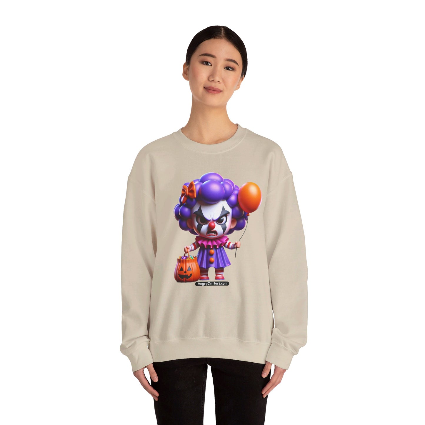 Angry Critters - Halloween Clown Purple, Unisex Heavy Blend™ Crewneck Sweatshirt