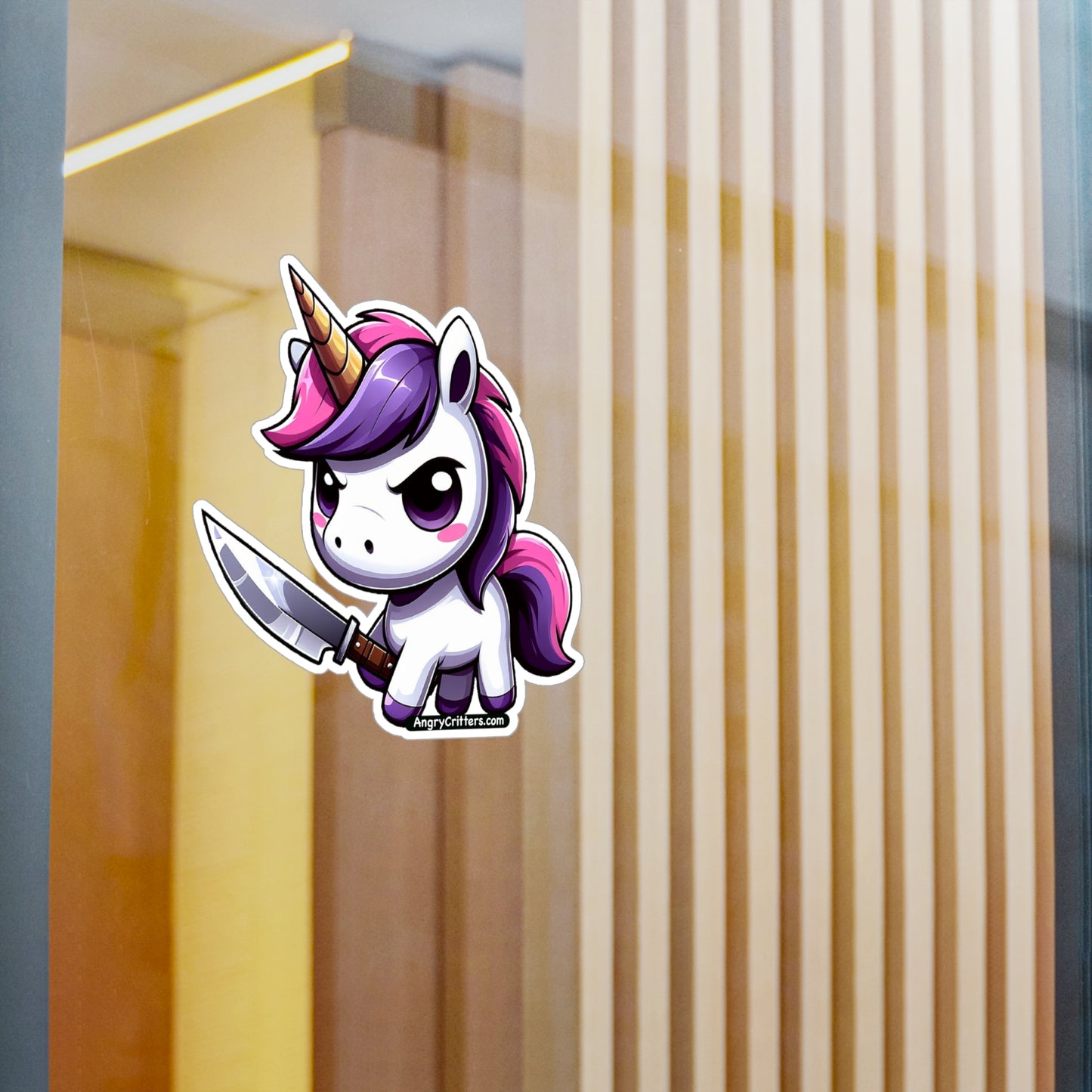 Angry Critters - Unicorn with a Blade, Kiss-Cut Vinyl Decals