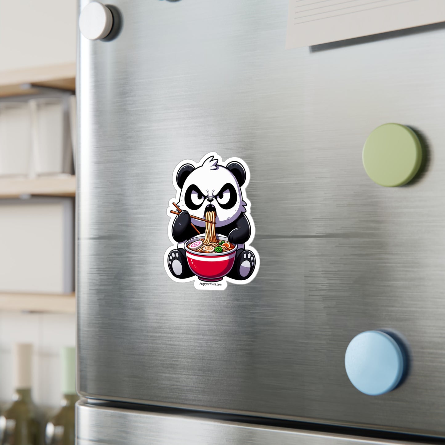 Angry Critters - Panda with Ramen, Kiss-Cut Vinyl Decals